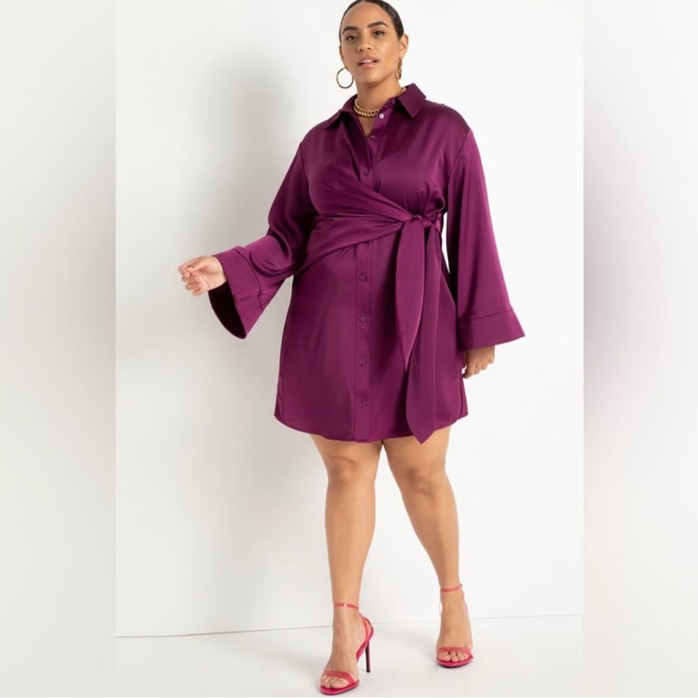 Eloquii Vibrant Purple Wrap Shirtdress